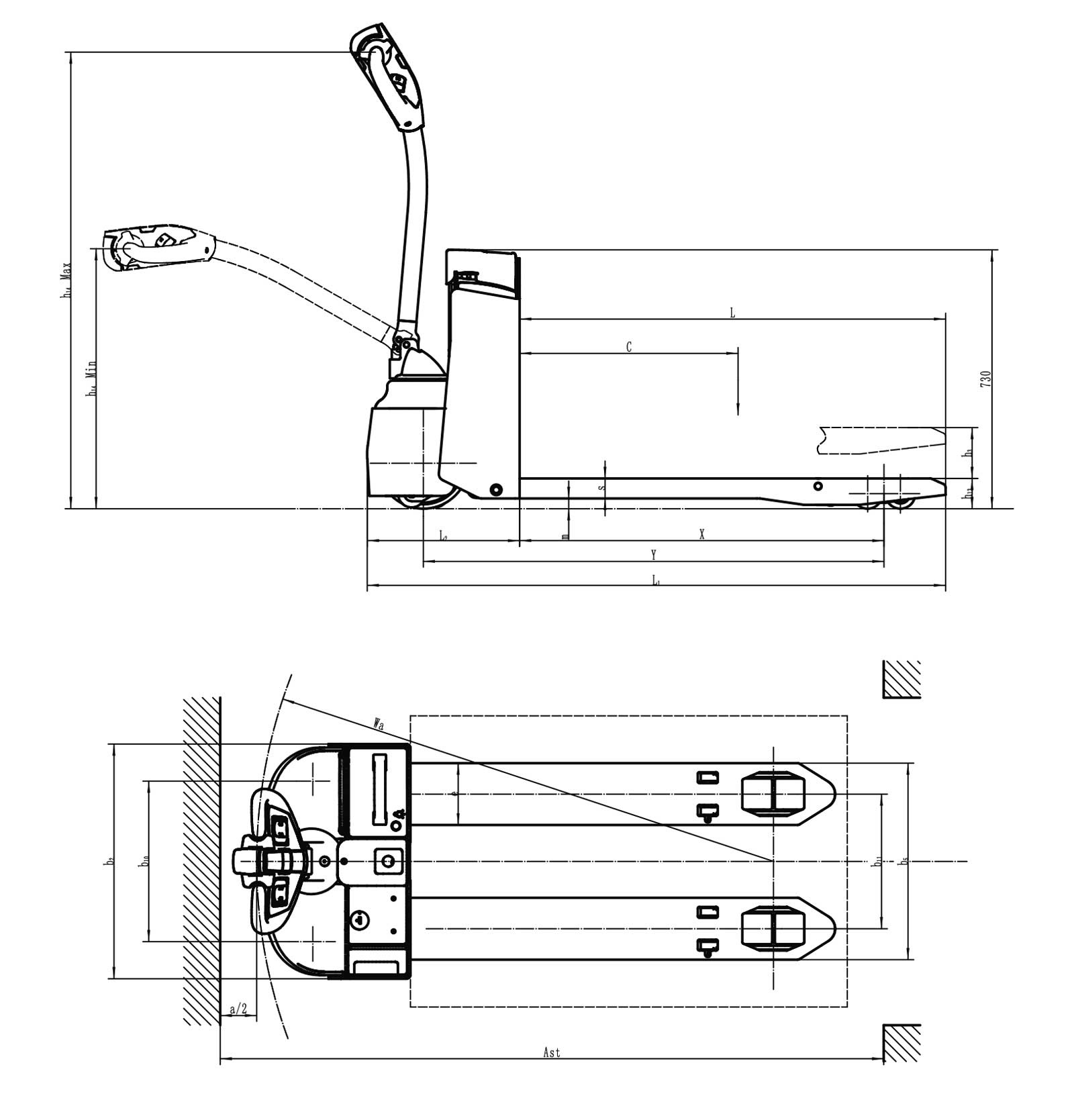 CTB EPT-12EZ pallettruck afmetingen