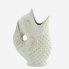 Madam Stoltz Stoneware Vase Fish offwhite H:23,5