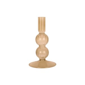 pt, Glass Candle Holder Swirl Sand Brown