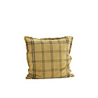 Madam Stoltz Checked cushion cover w/ fringes Indian tan