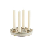 Madam Stoltz Round stoneware candle holder Ivory, peach, grey