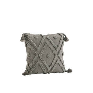 Madam Stoltz Cushion cover w/ tufting Taupe