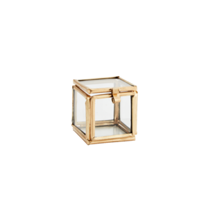 Madam Stoltz Quadratic Mini Glass Box Antique Brass