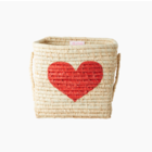 Rice Raffia Square Basket Painted Heard