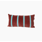 Rice Velvet Pillow Brown and Mint Stripes