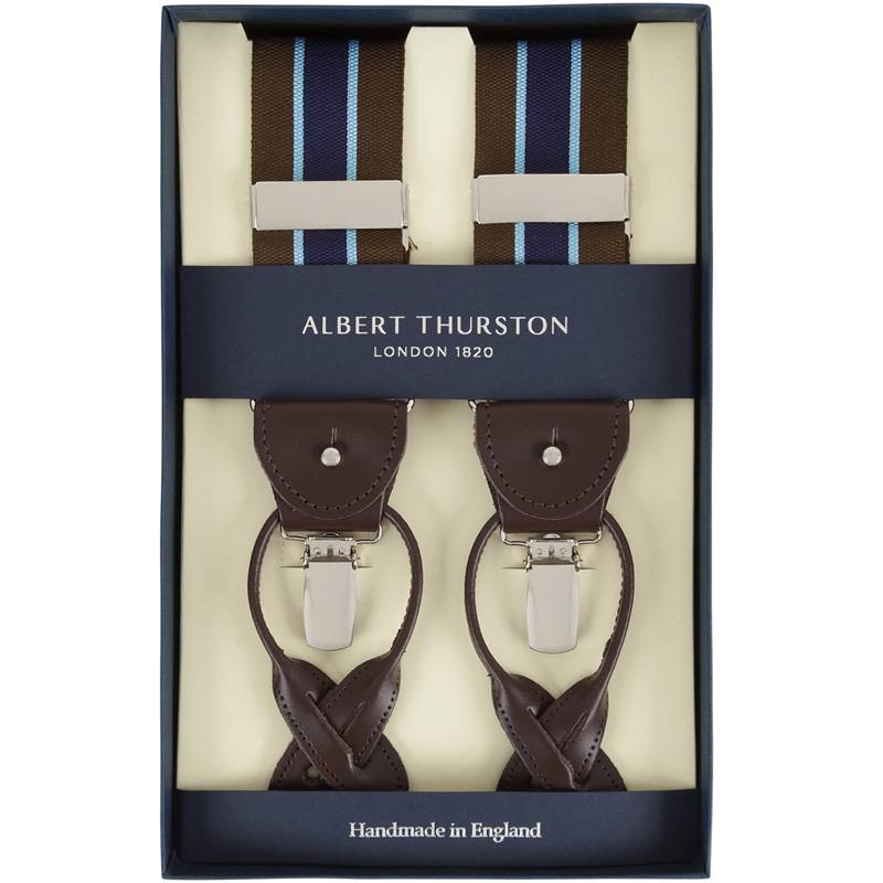 Albert Thurston Braces Brown Blue - Quality Shop