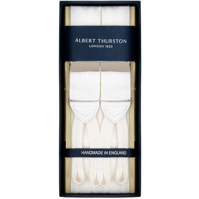 Albert Thurston Braces White Moire James Bond Quality Shop