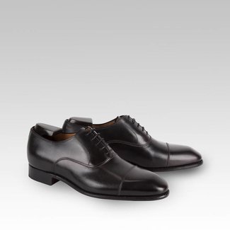 Carlos Santos Dress Shoes in Noir Shadow Patina