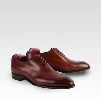 Carlos Santos Whole Cut Schuhe in Wine Shadow Patina