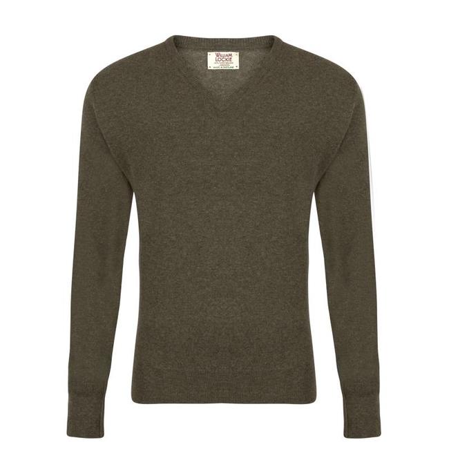 William Lockie Men's Sweater Green Gordon Geelong Wool - Quality Shop