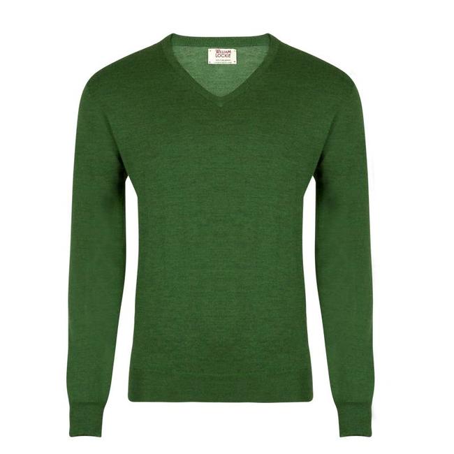 thema definitief niveau Men's Merino Wool Sweater Green William Lockie Vintage - Quality Shop