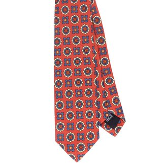 Drake's Tie Rust Orange Flower Print Silk