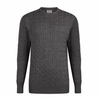 William Lockie Trui Donkergrijs Kabel Merino Wol