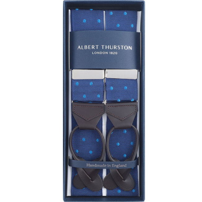 Albert Thurston Braces Blue Polka Dots - Quality Shop