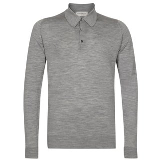 John Smedley Dorset Polo Shirt Zilvergrijs Merino Wol