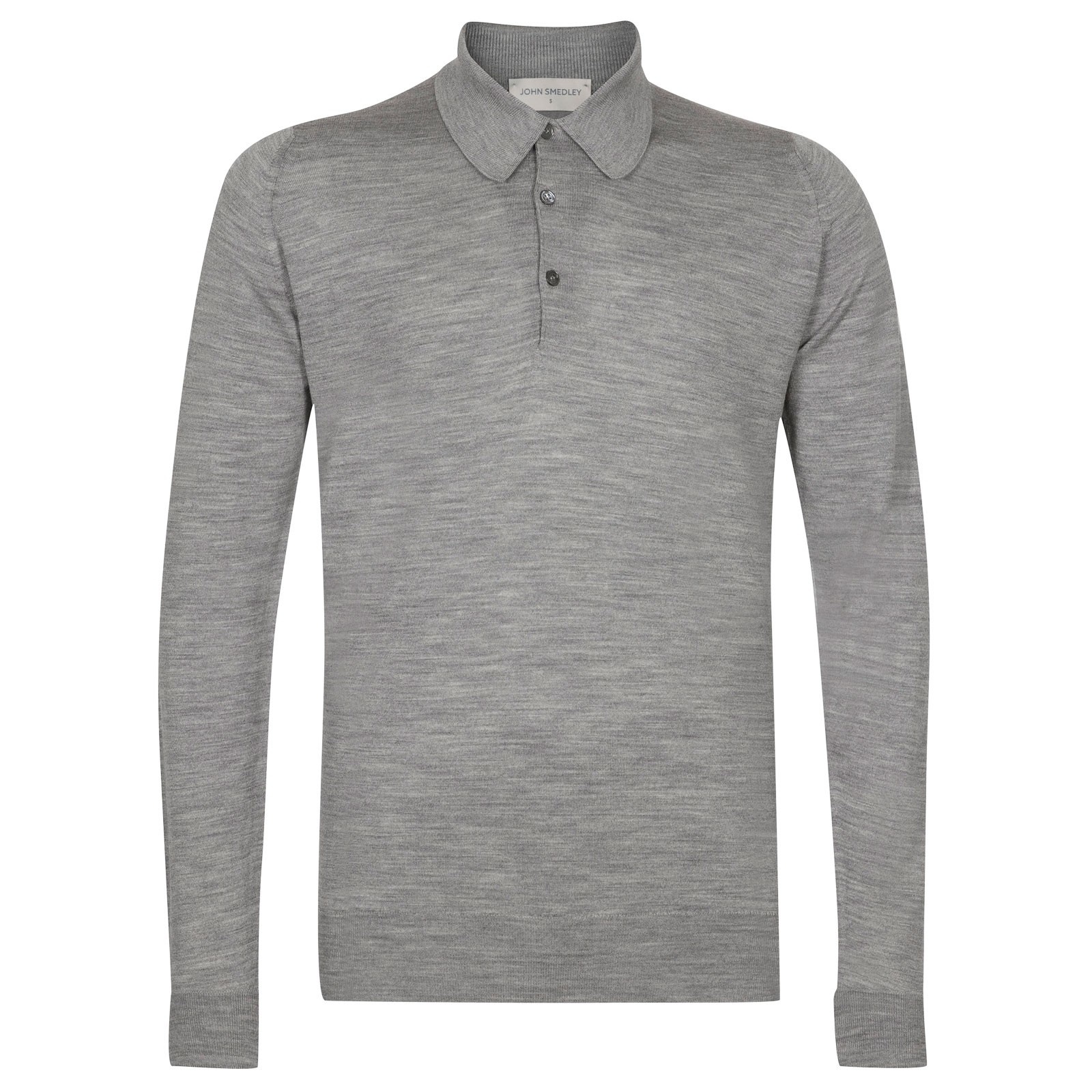 John Smedley Dorset Polo Shirt Long Sleeve Silver Merino Wool - Quality ...