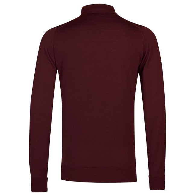 John Smedley Dorset Polo Shirt Long Sleeve Bordeaux Merino Wool ...