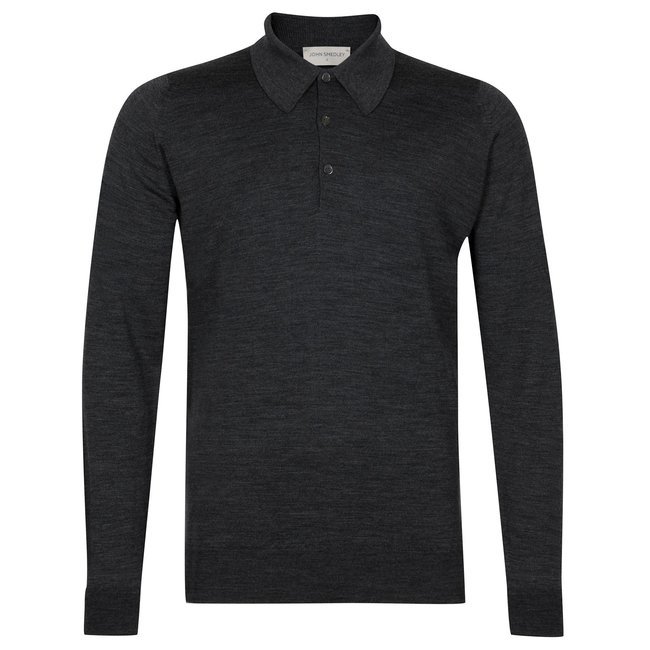 John Smedley Dorset Polo Shirt Donkergrijs Merino Wol