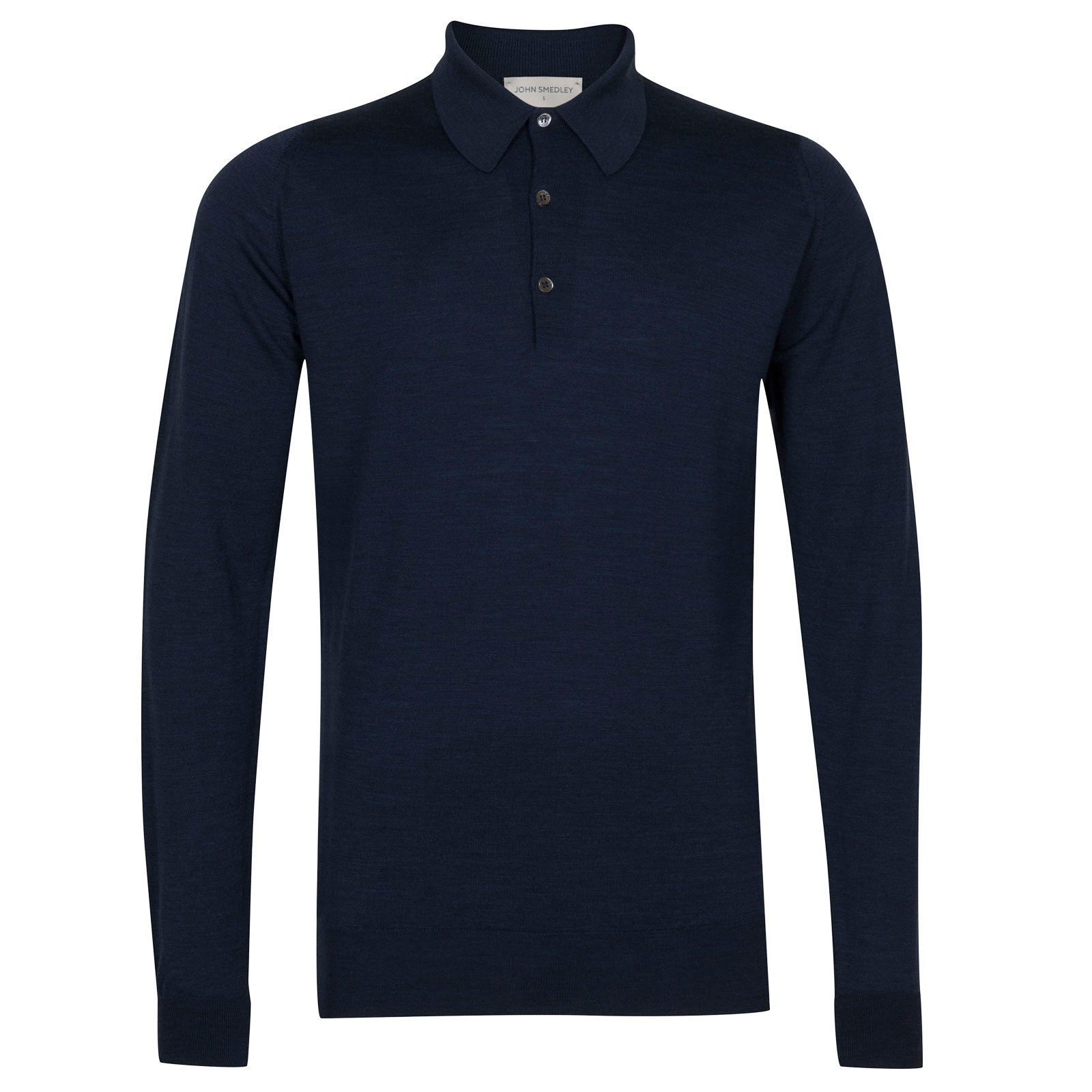 John Smedley Dorset Polo Shirt Long Sleeve Indigo Merino Wool - Quality ...