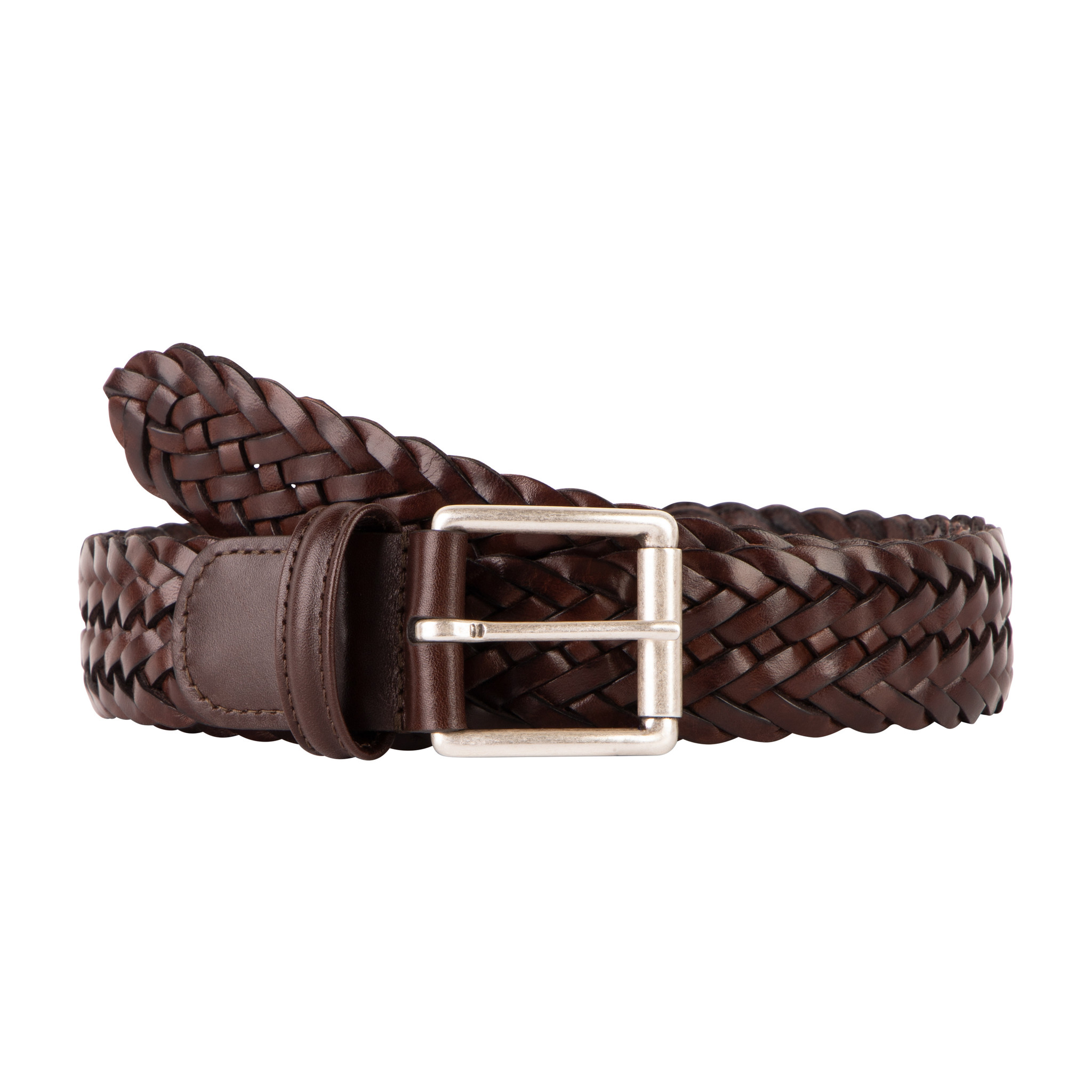 Anderson's Men's Braided Leather Belt Dark Brown - Quality Shop