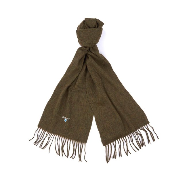 Barbour Plain Lambswool Scarf Khaki Melange - Quality Shop