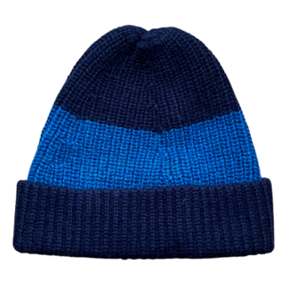 Drake's Blue Ribbed Lambswool Beanie