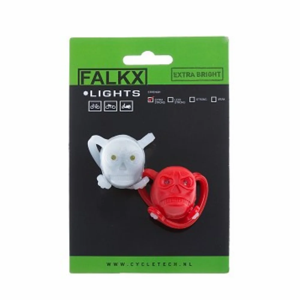 Falkx LED Fietsverlichting Set Siliconen Doodshoofd Incl. batterijen