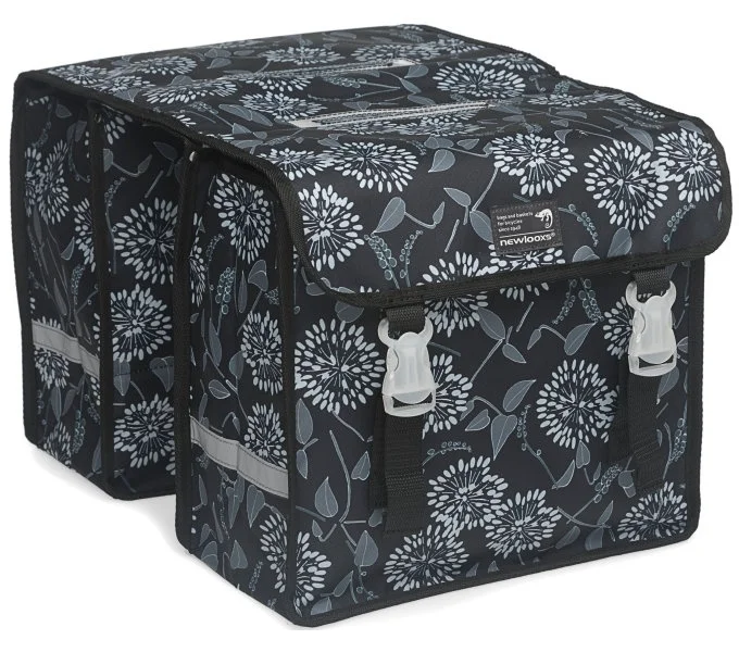 New Looxs Dubbele fietstas New Looxs Fiori Midi Double - Zarah zwart -25 ltr.