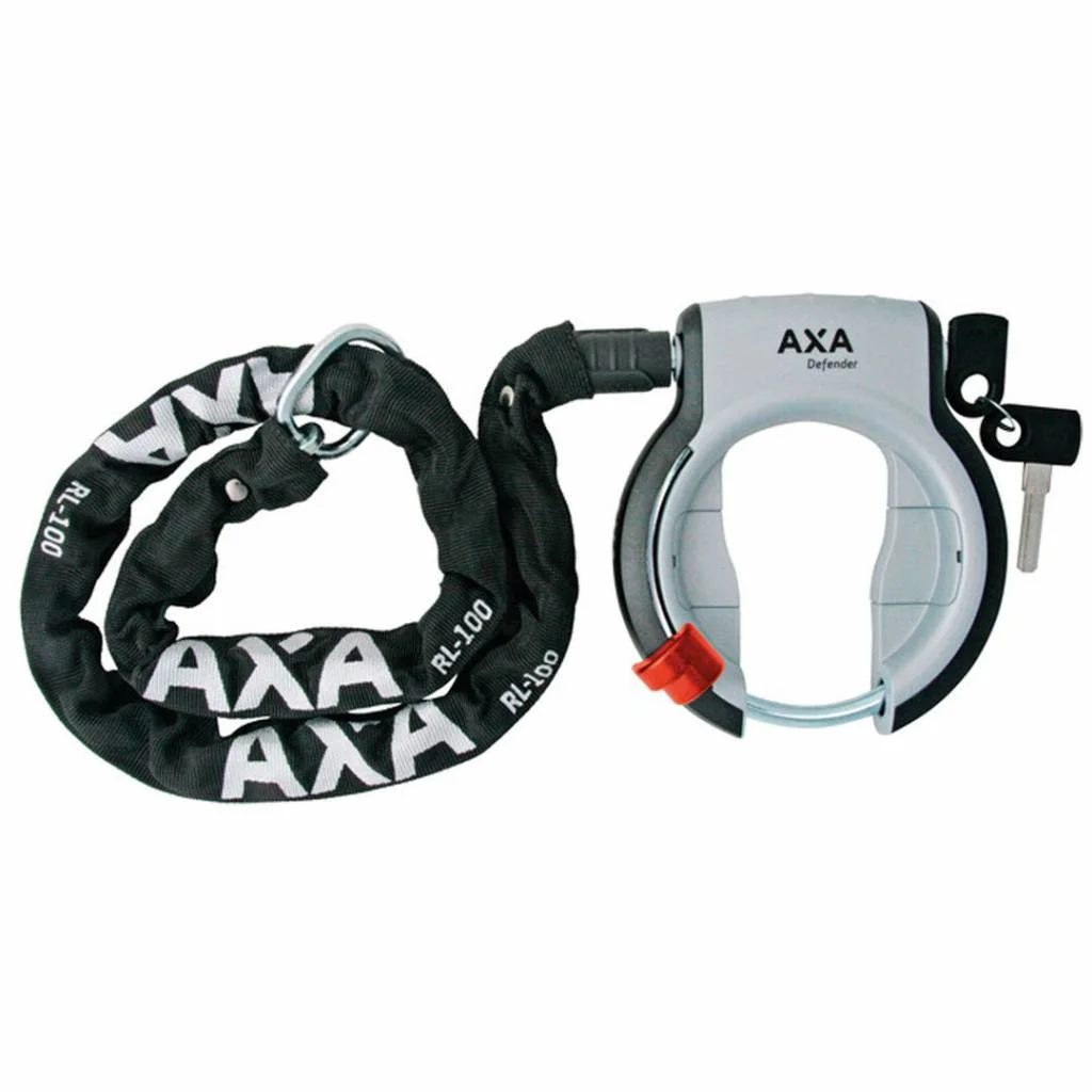 AXA AXA Defender Ringslot Grijs + RLC100 insteekketting Zwart