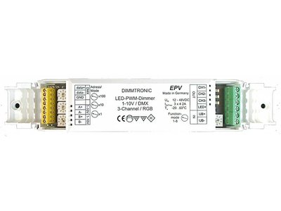 DIMMTRONIC 24V LED-Dimmer, 3-Kanal PWM, 1-10V und DMX, 3 x 4A