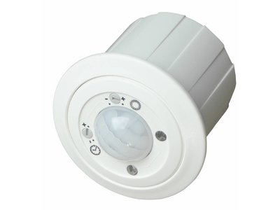ecos 24V Präsenzmelder PM/24V/12L MASTER mit einstellbarer Lichtschwelle und einstellbarer Nachlaufzeit, für Höhen bis 12 Meter