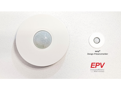 EPV occy® Mini Präsenzmelder 24V für Loxone, WAGO, Homematic, etc. Mit Binärausgang und 1-10V Lichtwert-Ausgabe.
