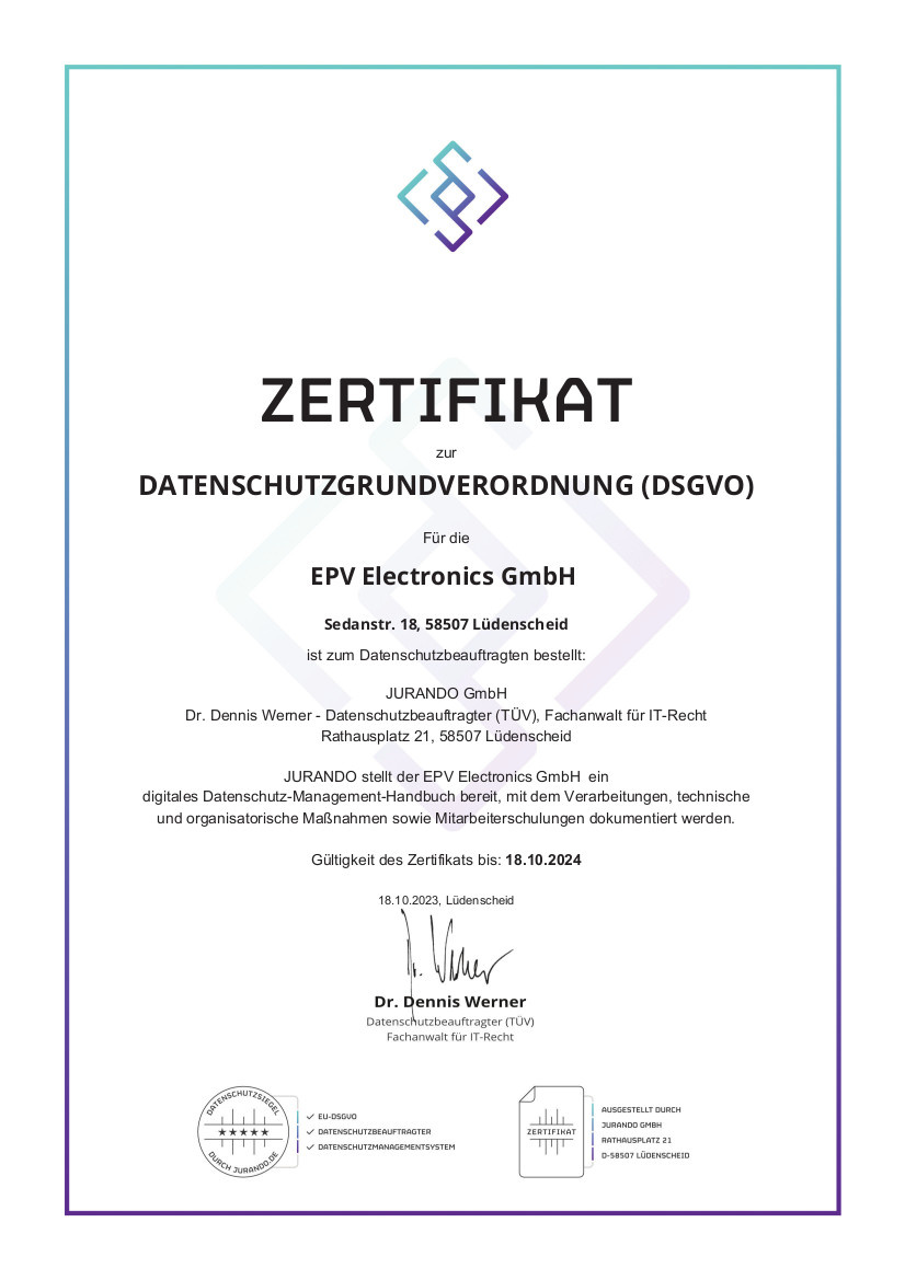 EPV DSGVO Zertifikat