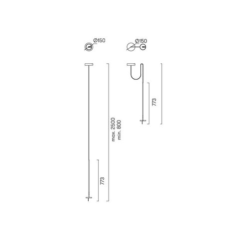 Leds-C4 Invisible led hanglamp 9Watt-2700/3000K zwart 730 - 2500mm