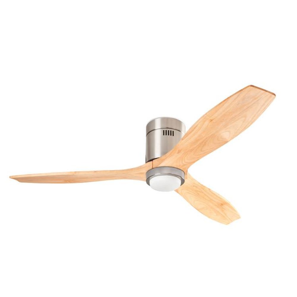 Stem ceiling fan natural walnut wood with LED lighting Dirks Lichtadvies