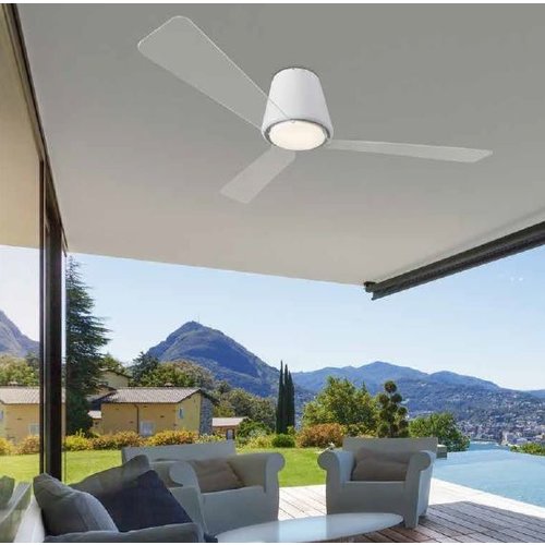 Forlight - Leds C4 Garbi Outdoor ceiling fan white with remote control and LED lighting IP44