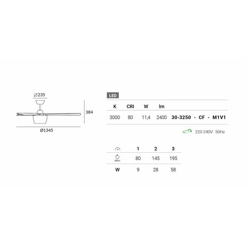 Forlight - Leds C4 Ceos Ø 1345mm plafond ventilator wit met afstandsbedieningen  led verlichting