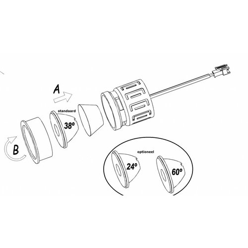 Leds-C4 In Ø50mm ledmodule 7Watt-2700K-38gr  230Volt niet dimbaar, incl driver