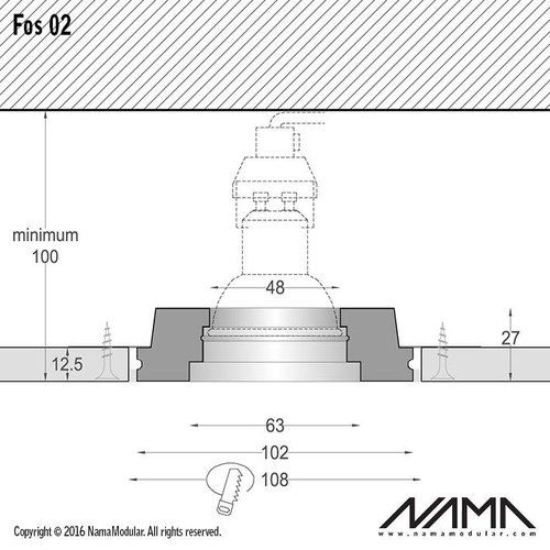 NAMA Fos 02 trimless gips inbouwspot rond voor Ø50mm led