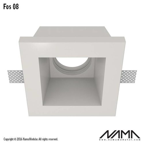 NAMA Fos 08 trimless plaster recessed spot square for Ø50mm LED