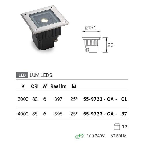 Leds-C4 Gea Power Led Uplight Square adjustable 6Watt