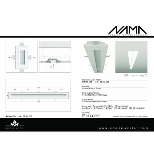 NAMA Athina 120 trimless kompleet inbouw Led profiel 120cm