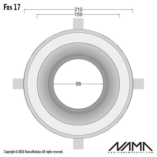 NAMA Fos17 trimless plaster recessed spot round for Ø111mm