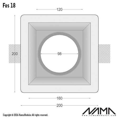 NAMA Fos 18 trimless gips inbouwspot vierkant voor Ø111mm ledlamp