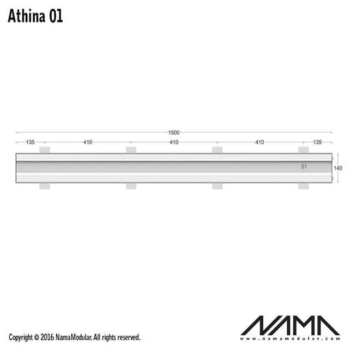 NAMA Athina 01 trimless koppelbaar inbouw Led profiel 150cm recht