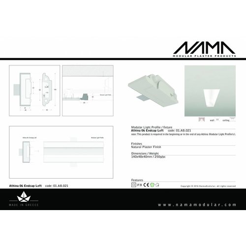 NAMA Athina 06 modulair trimless eindstuk links