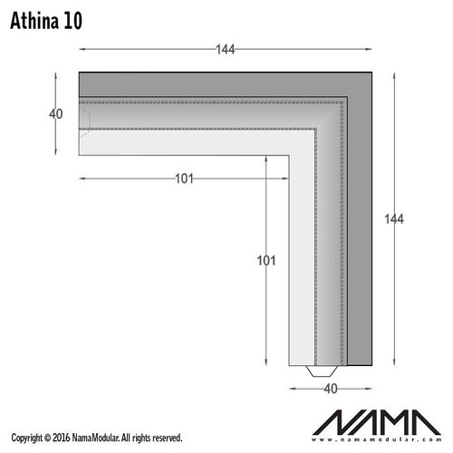 NAMA Athina 10 modulair trimless binnenliggend hoekstuk wand-plafond