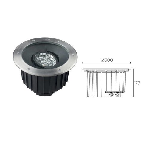 Leds-C4 Gea COB Led ground spot 34.7Watt adjustable stainless steel 3260lm dimmable