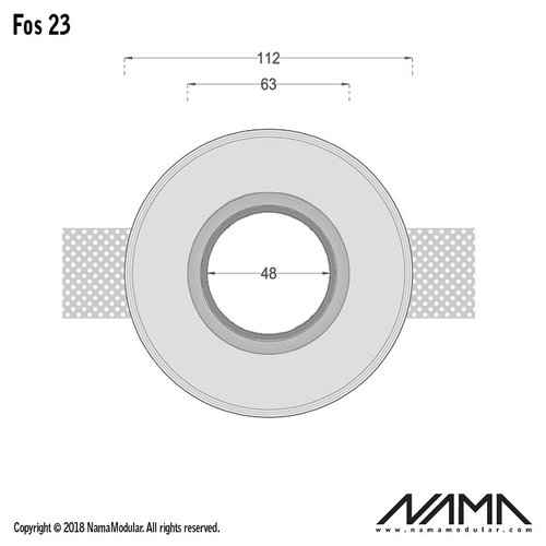 NAMA Fos23 trimless plaster spot recessed round for Ø50mm led