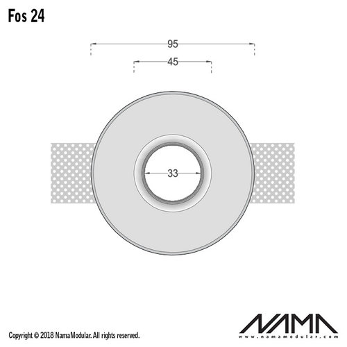 NAMA Fos 24 trimless gips inbouwspot verdiept rond voor Ø35mm led